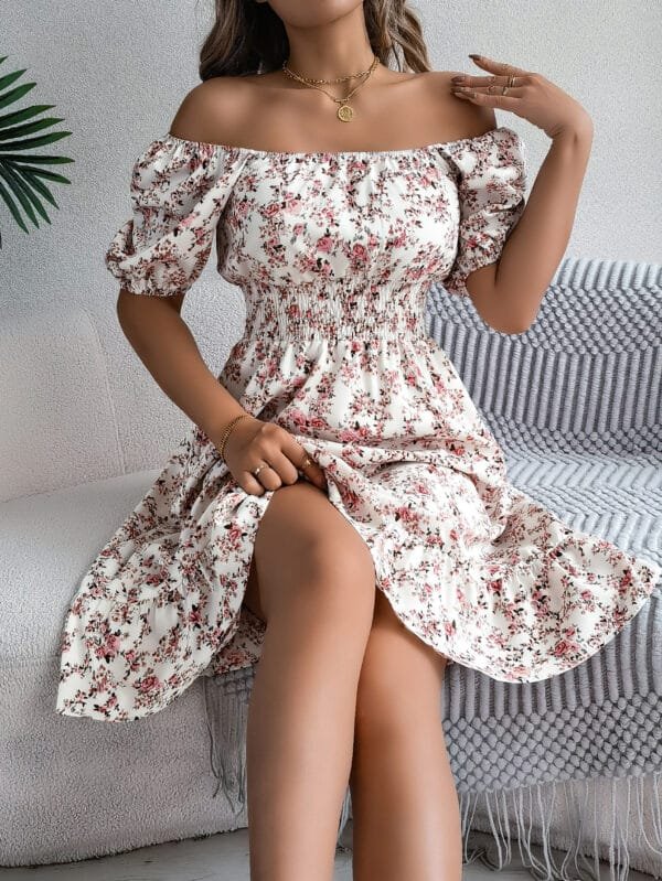 Floral Print Square Collar Dress Summer Fashion Ruffles Dresses Women's Clothing - Image 2