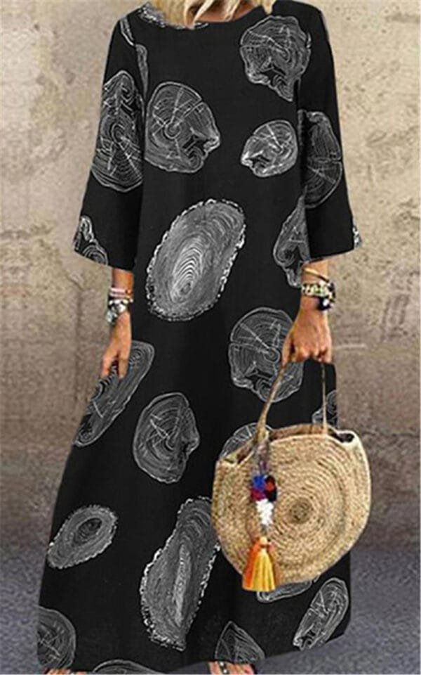 Plus Size Women's Print Long Sleeve Dress - Image 4