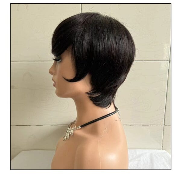 Short Straight Wig Women's Short Hair Head Cover Real Human Hair - Image 2