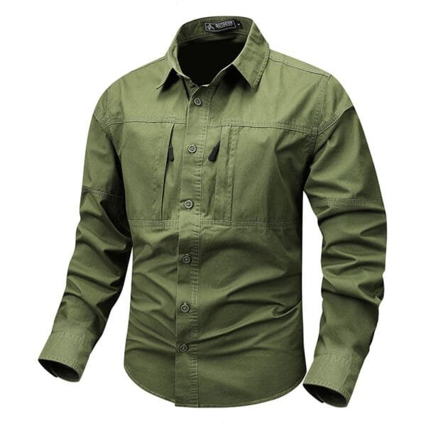 Spring And Autumn Pocket New Polo Collar Casual Shirt - Image 8