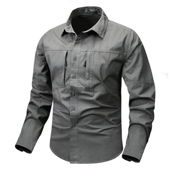 Spring And Autumn Pocket New Polo Collar Casual Shirt - Image 4